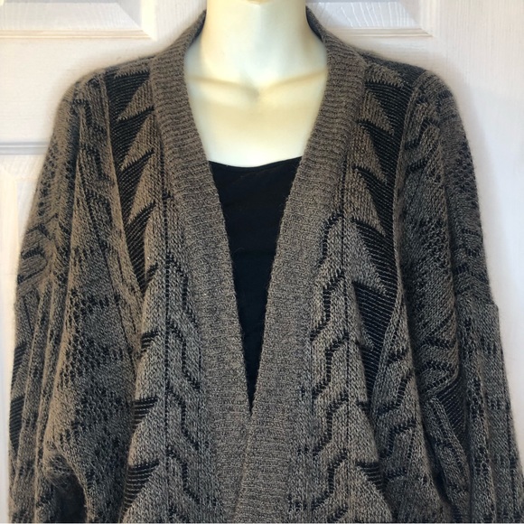 Vintage 80’s Eatons grandpa cardigan sweater, brown and black, extra large - Picture 2 of 7